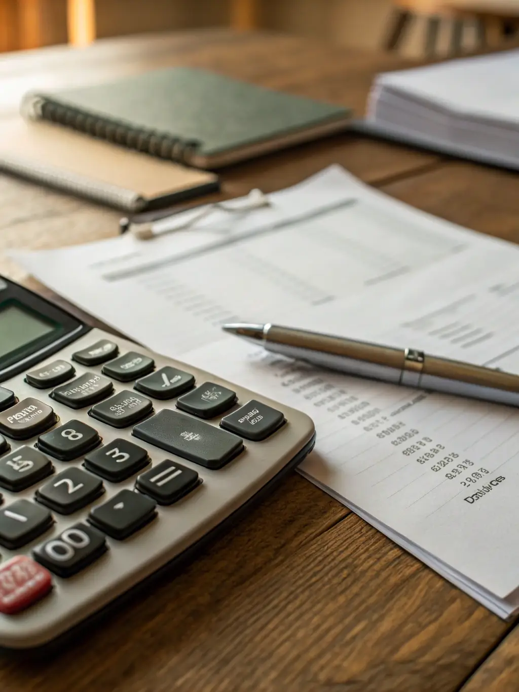 An image of financial documents and a calculator, symbolizing the firm's expertise in taxation law.